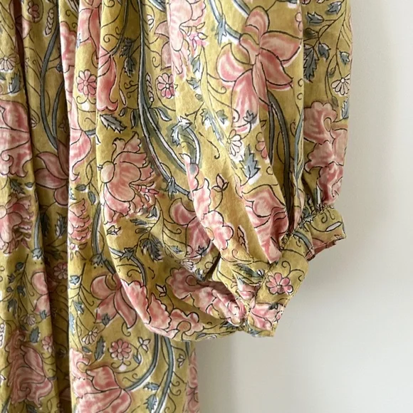 100% Cotton Green Floral Maxi Dress - Picture 8 of 16